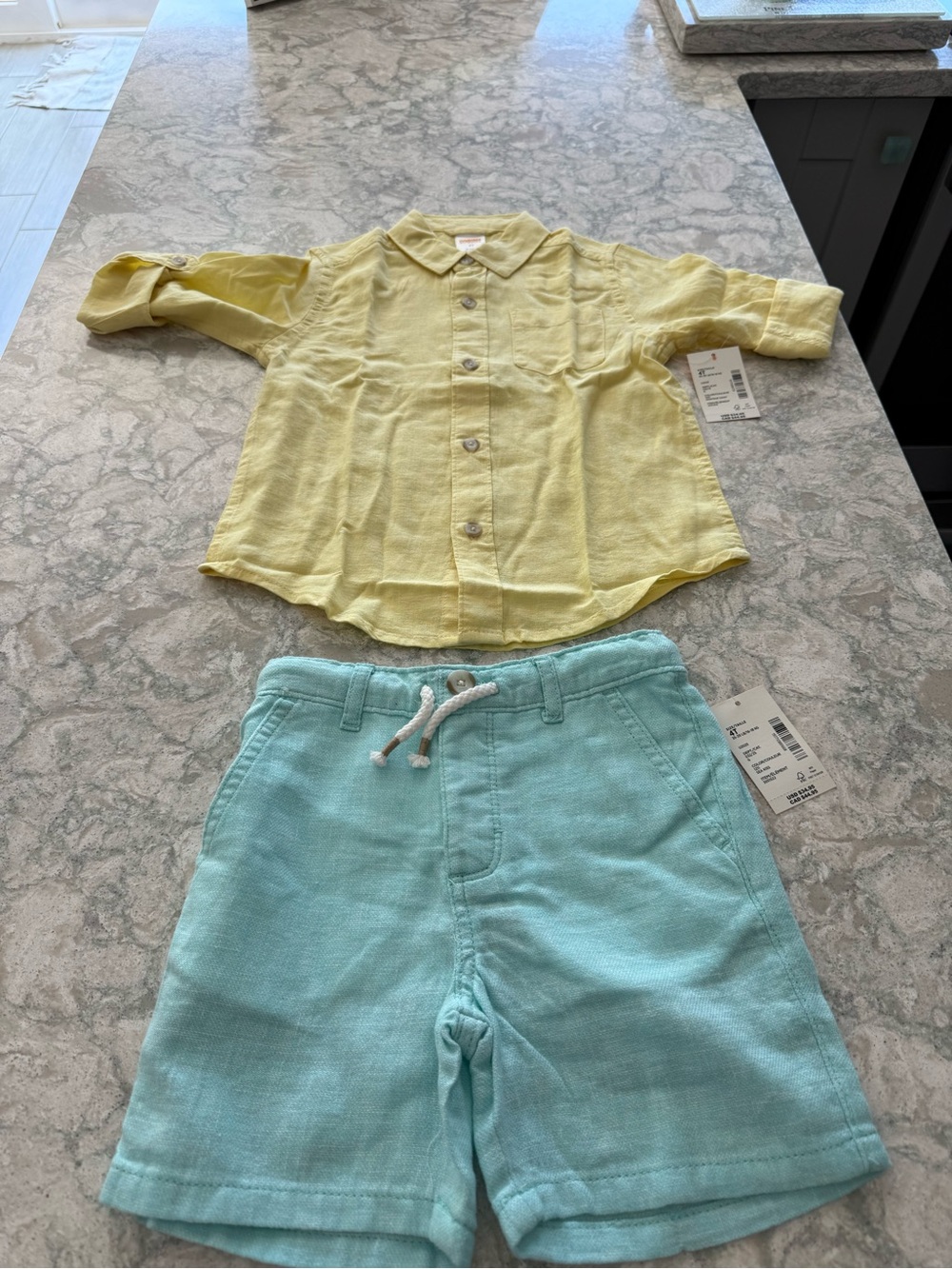 NWT Gymboree Boys Linen Blend Shirt & Shorts Set Size 4T